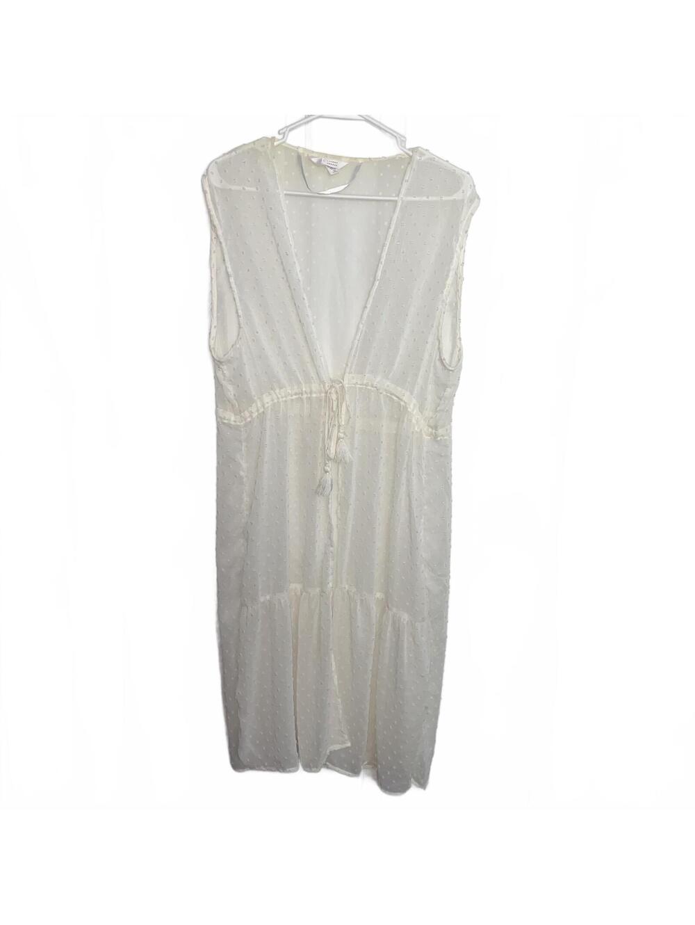 LC Lauren Conrad White Swiss Dot Lace Kimono Cover Up Boho Feminine OS
